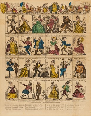 Lot 385 - An English game board, a sheet of caricatures,  and two puzzle newspapers
