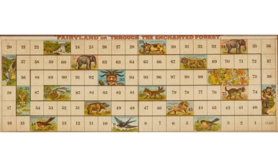 Lot 385 - An English game board, a sheet of caricatures,  and two puzzle newspapers