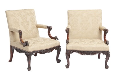 Lot 299 - Pair of George III  Mahogany Library Armchairs