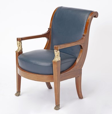 Lot 313 - Empire Parcel-Gilt and Ormolu-Mounted Mahogany Fauteuil