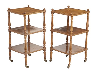 Lot 309 - Pair of William IV Inlaid Bois Clair Three-Tier Etageres