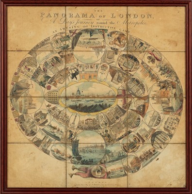Lot 343 - An early London travel game board