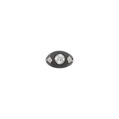 Lot 1169 - Marsh & Co. Oxidized Steel and Diamond Pinky Ring