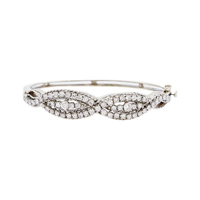 Lot 1278 - White Gold and Diamond Bangle Bracelet