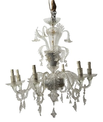 Lot 125 - Italian Colorless Cut-Glass Seven-Light Chandelier