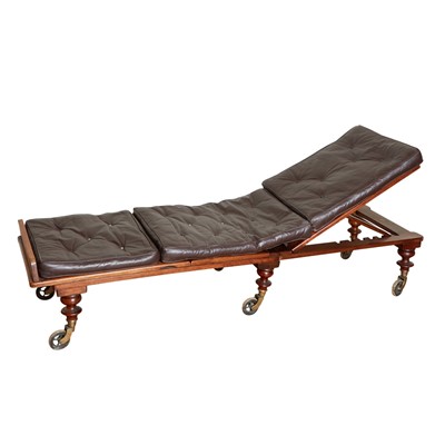 Lot 28 - Victorian Mahogany and Caned Campaign Adjustable Folding Lounge Chair