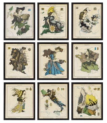 Lot 51 - Set of Twelve Satirical Anthropomorphic Maps of Europe