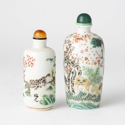 Lot 1 - Two Chinese Enameled Porcelain Snuff Bottles