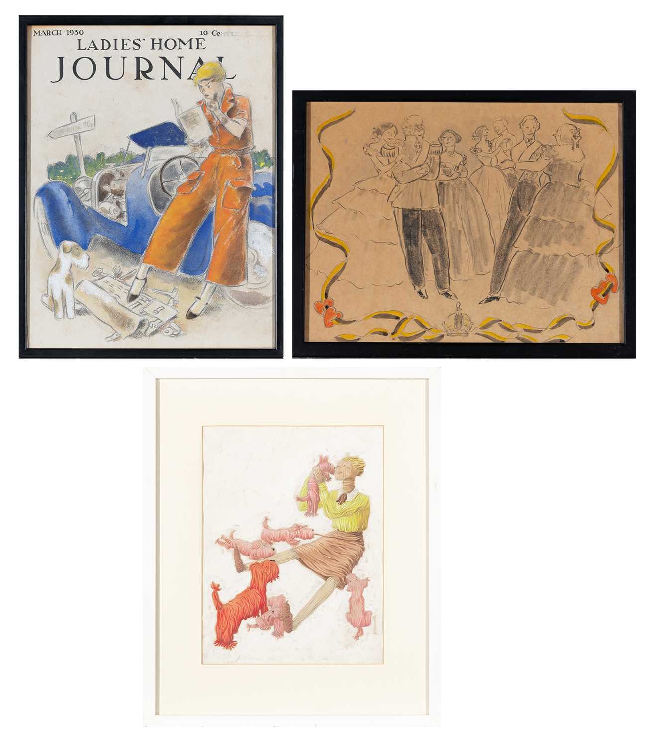 Lot 230 - Three Original Artworks, Two with Dogs