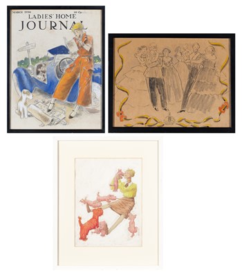 Lot 230 - Three Original Artworks, Two with Dogs
