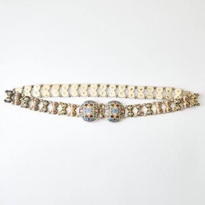 Lot 730 - Russian Silver-Gilt and Cloisonné Enamel Belt