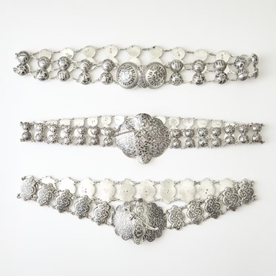 Lot 636 - Group of Three Russian Silver and Niello Belts