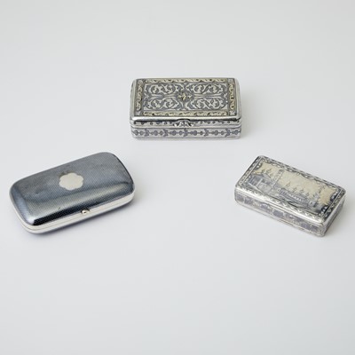 Lot 706 - Group of Three Russian Silver and Niello Boxes