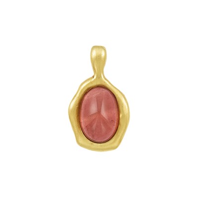 Lot 1069 - High Karat Gold and Cabochon Pink Tourmaline Pendant