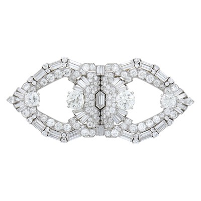 Lot 171 - Raymond Yard Platinum and Diamond Double Clip-Brooch