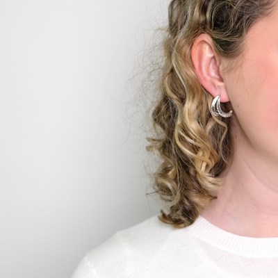 Lot 1095 - Pair of Platinum and Diamond Earrings