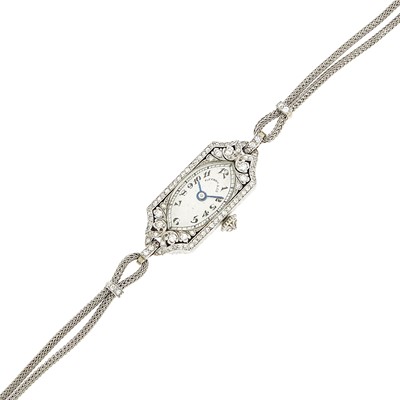 Lot 1184 - Tiffany & Co. Platinum, White Gold and Diamond Wristwatch