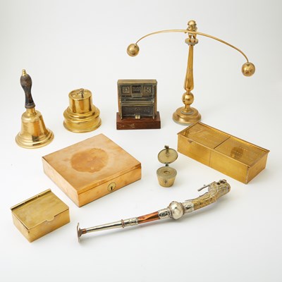 Lot 42 - Group of Ten Brass and Metal Novelty and Desk Articles