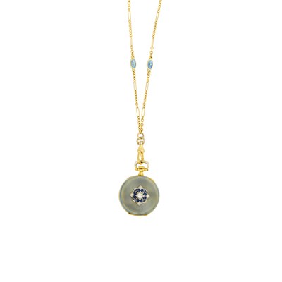 Lot 42 - Patek Philippe Gold, Guilloché Enamel and Diamond Pendant-Watch Necklace