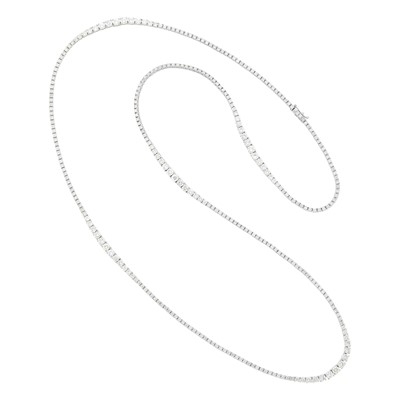 Lot 1161 - Long White Gold and Diamond Necklace