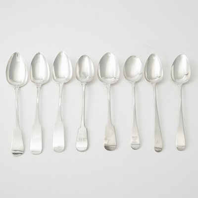 Lot 137 - Seven Georgian Irish Sterling Silver Stuffing Spoons