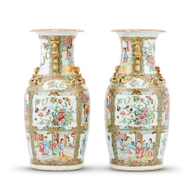 Lot 97 - A Pair of Chinese Porcelain Rose Medallion Vases