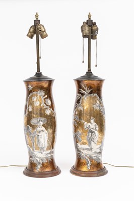 Lot 1106 - Pair of Chinoiserie-decorated Decoupage Lamps