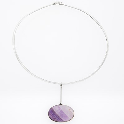 Lot 2040 - Vivianna Torun for Georg Jensen Silver Torque Necklace with Amethyst Pendant