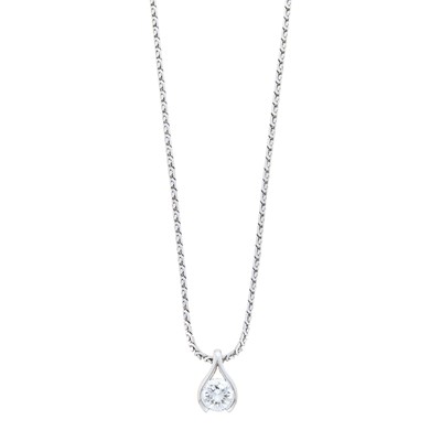 Lot 1152 - White Gold and Diamond Pendant with Chain Necklace