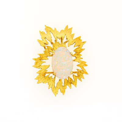 Lot 2046 - Gold and White Opal Pendant-Brooch