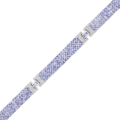 Lot 2203 - White Gold, Tanzanite and Diamond Bracelet