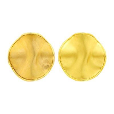 Lot 1058 - J. Gabriel Pair of Gold Disc Earclips