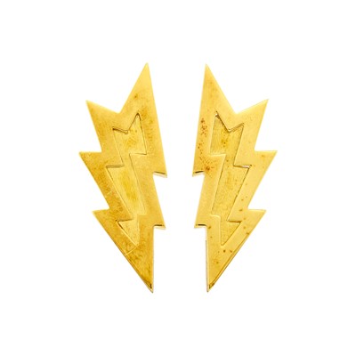 Lot 2004 - Pair of Gold Lightning Bolt Earclips