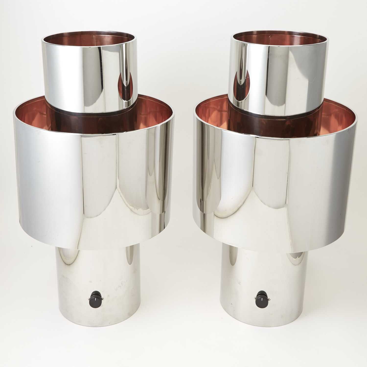 Pair of Willy Rizzo Chrome-Plated Steel and Copper "Love" Table