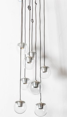 Lot 326 - Gino Sarfatti for Arteluce Mid Century Modern Metal and Glass Pendant Ceiling Fixture