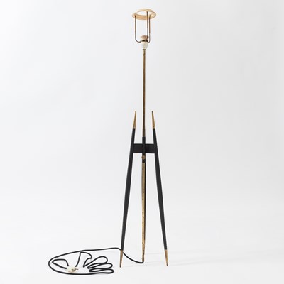 Lot 776 - Pair of Svend Aage Holm Sørensen Mid-Century Design Brass and Black Enameled Steel Floor Lamps