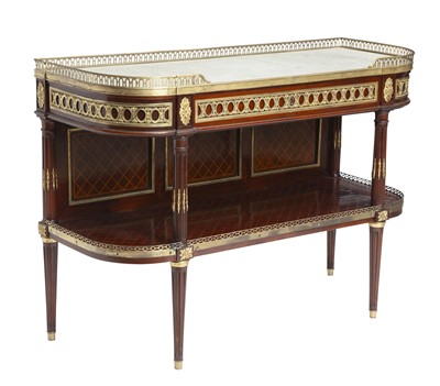 Lot 260 - Louis XVI Style Brass Mounted Marquetry Console Desserte