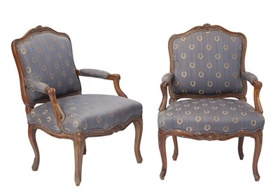 Lot 238 - Pair of Louis XV Walnut Fauteuils