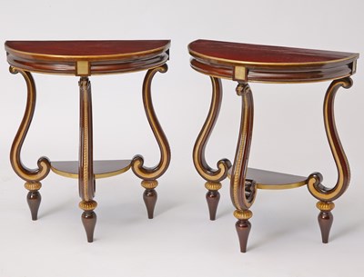 Lot 244 - Pair of Baltic Style Mahogany and Parcel Gilt Consoles