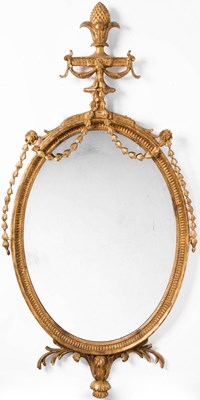 Lot 120 - Adam Style Oval Giltwood Mirror