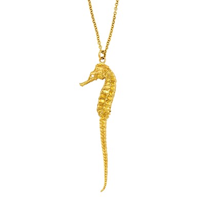 Lot 1093 - Patrick Mavros Gold and Diamond Seahorse Pendant with Chain Necklace