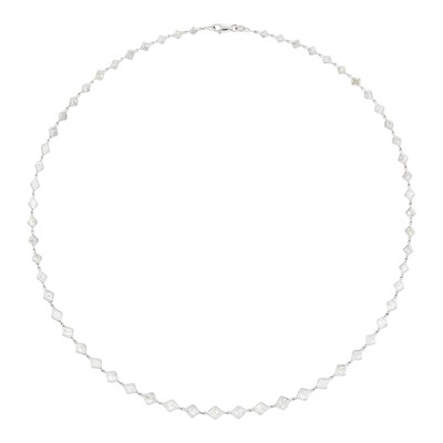 Lot 1068 - White Gold and Diamond Chain Necklace