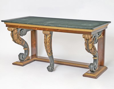 Lot 289 - Large Continental Neoclassical Parcel-Gilt and Ebonized Rosewood Console