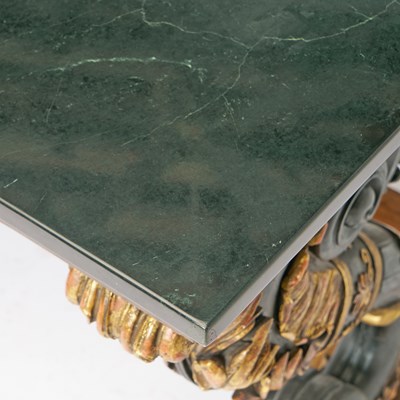Lot 92 - Large Continental Neoclassical Parcel-Gilt and Ebonized Marble Top Rosewood Console
