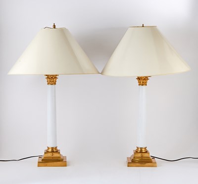 Lot 258 - Pair of Gilt Bronze Column Lamps