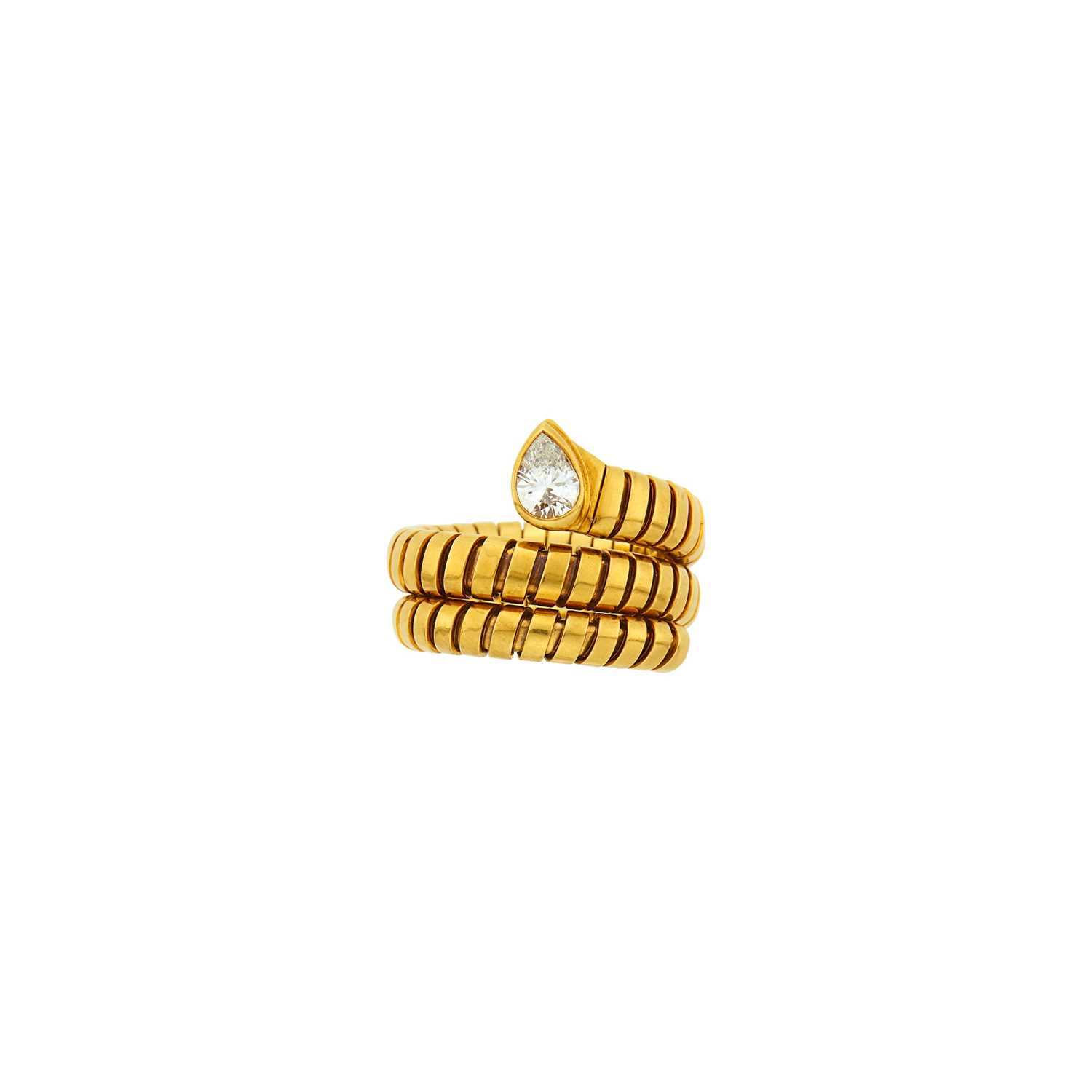 Lot 6 - Bulgari Gold and Diamond 'Tubogas Serpenti' Ring