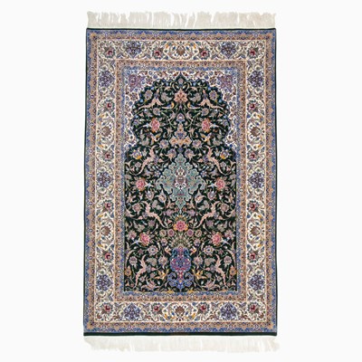 Lot 624 - Silk Warp Isfahan Prayer Rug