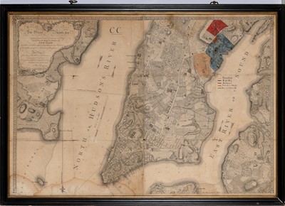 Lot 129 - The top sheet of the famous Ratzer Map - with additions relating to an 1810 real estate dispute