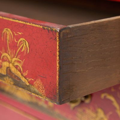 Lot 163 - George II Style Red and Gilt Lacquered Secretary Bookcase
