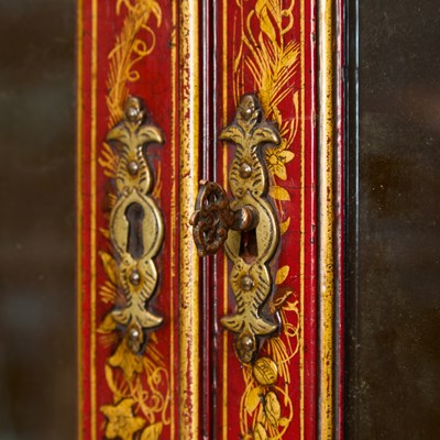 Lot 163 - George II Style Red and Gilt Lacquered Secretary Bookcase